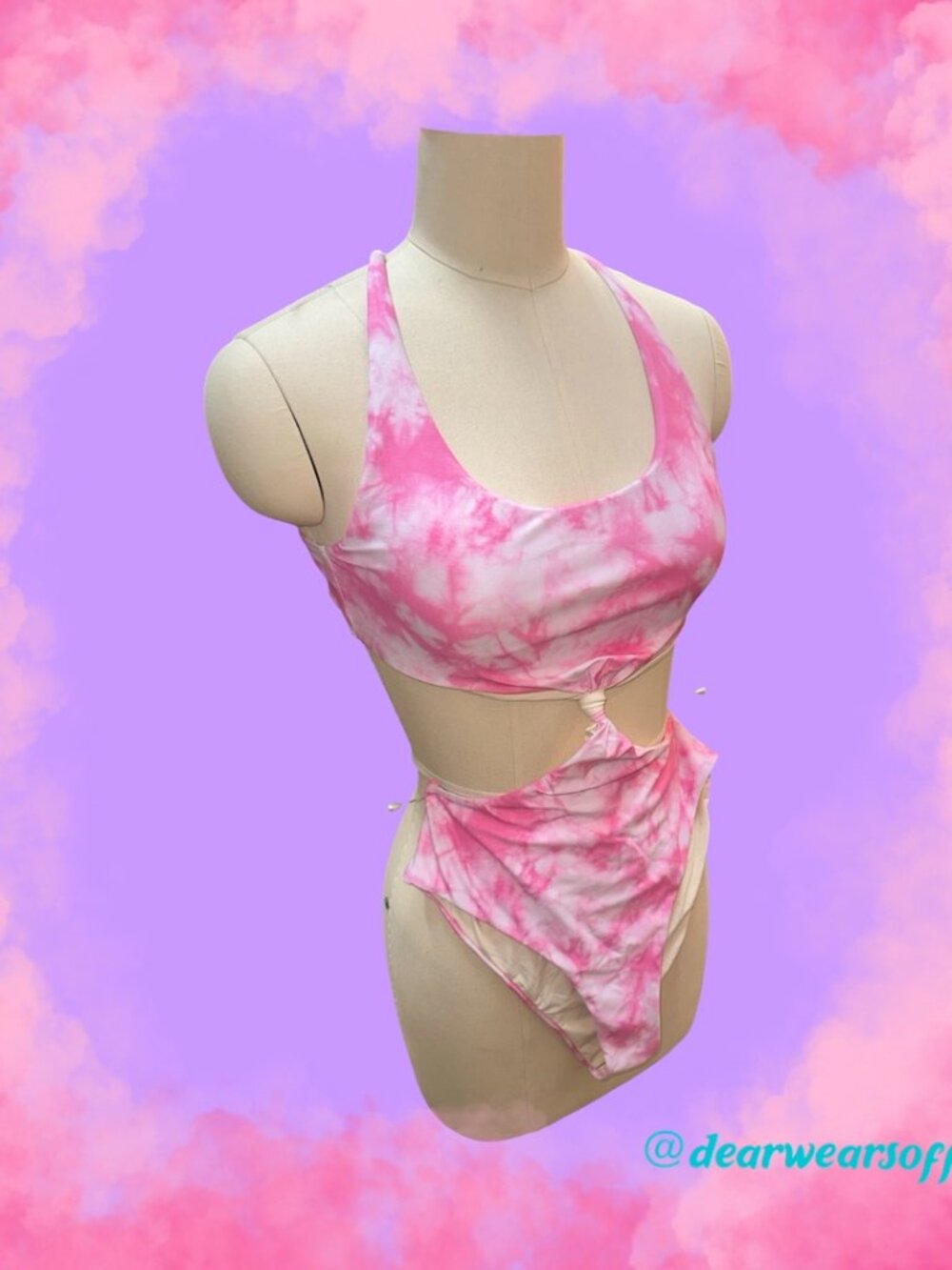 Berlook One Piece Swimsuit Pink Tiedye